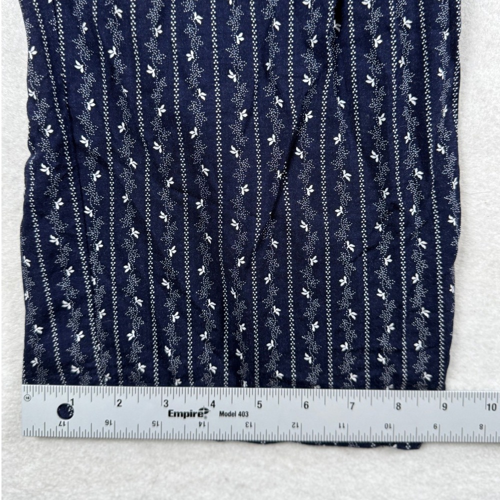 Vintage Blue Navy Floral Stripe Rayon Lounge Pajama Pants XL MDM185DAZB-NAV - Picture 2 of 6